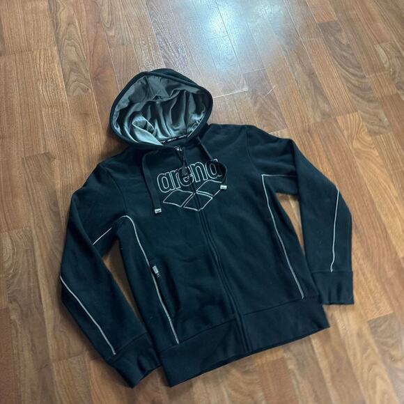 Vintage VTG Y2K Arena Black Full Zip Hooded Sweatshirt - Picture 4 of 8